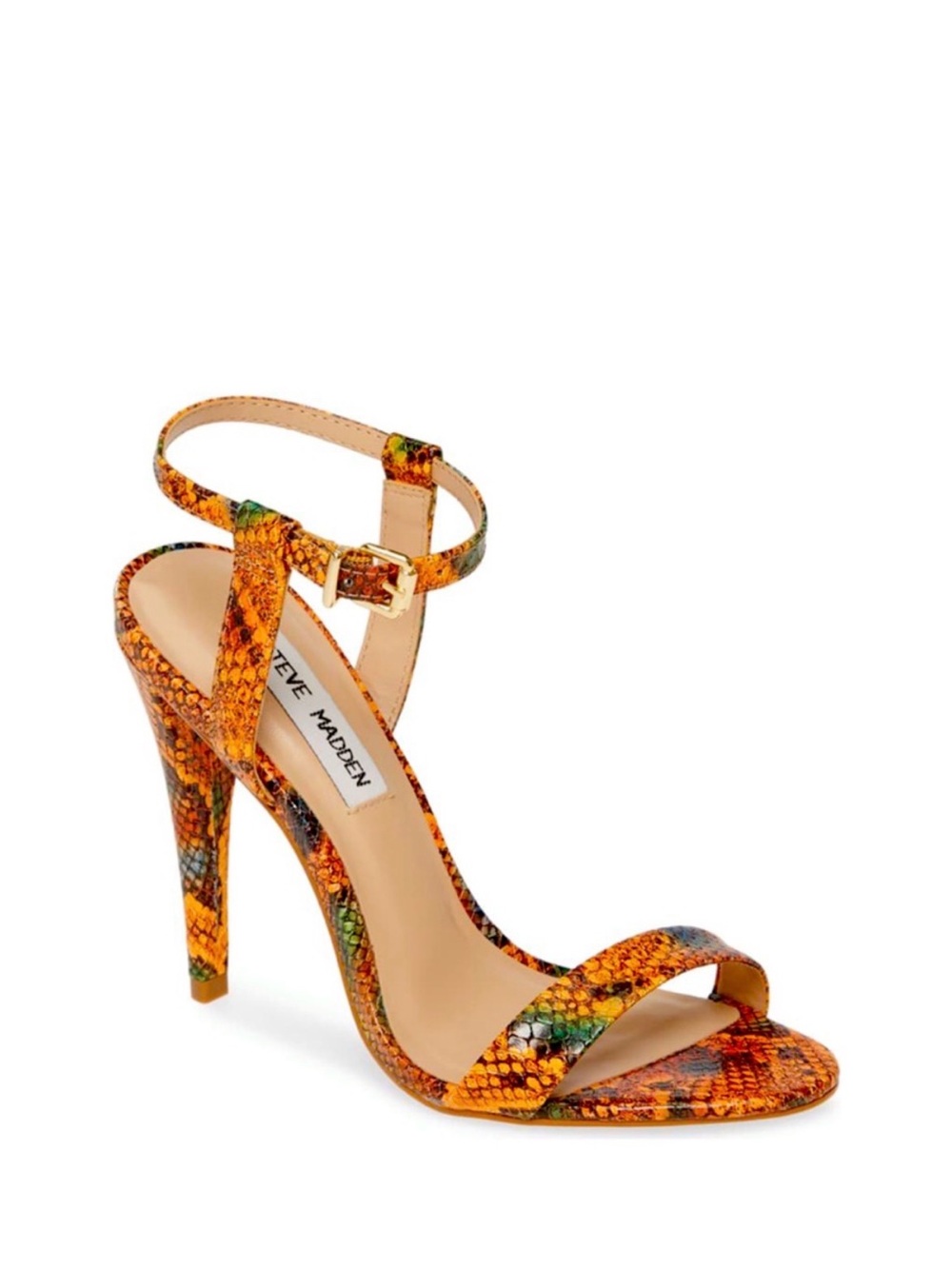 Steve Madden Bright Python Print Heels | Strappy Ankle Stiletto Pumps